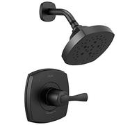 Delta Faucet Stryke 14 Series Robinet de douche à fonction unique, kit de garniture de douche, pommeau de douche H2Okinetic à jet unique, noir mat T14276-BL (valve non incluse)