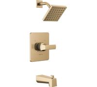 Delta Faucet Velum 14 Series Ensemble de robinet de baignoire et de douche doré à fonction unique, kit de garniture de valve, poignée de douche, kit de garniture de douche en Delta T14437-CZ (valve