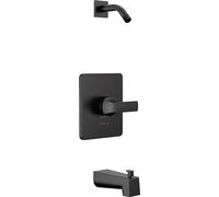 Delta Faucet Velum 14 Series Ensemble de robinet de baignoire et de douche noir à fonction unique, kit de garniture de soupape, poignée de douche, kit de garniture de douche Delta noir mat