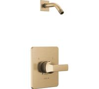 Delta Faucet Velum 14 Series Kit de garniture de vanne de douche dorée à fonction unique, poignée de douche, kit de garniture de douche Delta Bronze champagne T14237-CZLHD (pommeau de douche et valve
