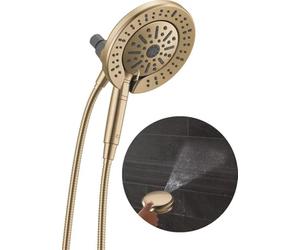 Delta In2ition Pommeau de douche double 2 en 1 à 6 réglages avec pulvérisateur ProClean haute pression, pommeau de douche amovible doré brossé avec tuyau, débit de 1,75 GPM, bronze champagne 75655CZ