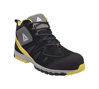 Delta Plus MANHAS3NJ42 Chaussures Basses en Nubuck, Cuir Gras et Maille Nylon S3 HRO SRC Noir/Jaune Taille 42