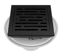 Delta Robinet de Douche carré de 10,2 cm, kit de vidange de Douche, Drain de Douche carré, Drain de Douche chromé, Drain de Sol de Douche, Noir Mat DT062412-BL