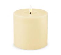 Deluxe Homeart - Bougie LED d'intérieur avec flamme réaliste sur un miroir en cire véritable - Lumière blanche chaude - Crème - 10 x 10 cm
