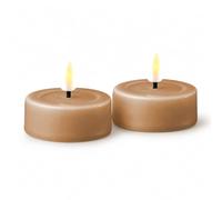 Deluxe Homeart - Bougie LED d'intérieur avec flamme réaliste sur un miroir en cire véritable - Lumière blanche chaude - Marron caramel