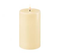 Deluxe Homeart - Bougie LED d'intérieur avec flamme réaliste sur un miroir en cire véritable - Lumière blanche chaude - Crème - 7,5 x 12,5 cm