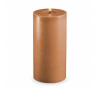 Deluxe Homeart - Bougie LED d'intérieur avec flamme réaliste sur un miroir en cire véritable - Lumière blanche chaude - Marron caramel - 10 x 20 cm