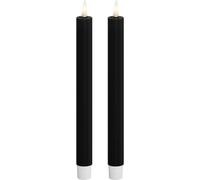 Deluxe Homeart Lot de 2 bougies d'intérieur à DEL sans flamme - Avec la technologie Real Flame™ - Bougies alimentées par piles (noir, 24 cm)