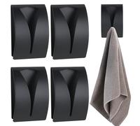 Demarsen 4 Pièces Patère Autocollant Salle de Bain,Attache Torchon Mural Salle de Bain en Acier Inoxydable,Accroche Porte Torchon Autocollante Cuisine,Porte Serviette Sans Percage,Argent