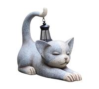 demaxiyad Lampe solaire de chat de jardin, lumières solaires de statue de jardin | Figurine animale mignonne en résine avec lanterne solaire,Statue de jardin solaire en résine, jolie Figurine d'animal