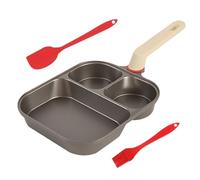 demaxiyad Poêle à œufs - Poêle à omelette 3 tasses avec grattoir et brosse à huile, poignée ergonomique, cuiseur de petit déjeuner pour chef à la maison, préparation des repas du matin, omelette