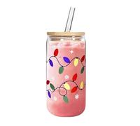 demaxiyad Tasse à changement de couleur - Tasse de Noël à changement de couleur | Jolie bouteille en verre réutilisable pour café glacé, lait, chocolat chaud, jus de fruits avec couvercle et paille