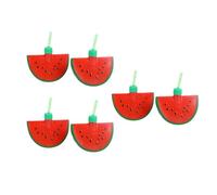 Demeras Gobelets à Pastèque Fantaisie avec Pailles, 6 Pièces, Verres Amusants pour les Célébrations D'anniversaire, Rafraîchissements d'été Décontractés, Légers et Réutilisables, 5,5x3,1x4,1 Pouces