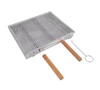 Demeras Panier à Grillades, Grille Rectangulaire en Acier Inoxydable pour Poisson (Double poignée)