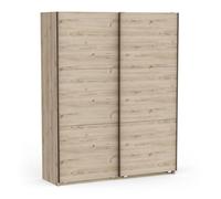 Demeyere Armoire avec Penderie et 4 Etagères, Portes Coulissantes, Grande Taille L 179 x H 224 x P 59 cm, en Bois Recomposé Couleur Chêne Royal, Sobre et Epurée