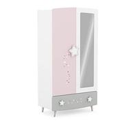 Demeyere Armoire Chambre Enfant - Poignée en Etoile et Décor à Paillettes - Dressing Enfant avec Barres de Penderie et Etagères - Peinture Non Toxique