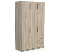 Demeyere Armoire Dressing avec Penderie Moderne 6 Portes 5 Etagères 2 Tiroirs - Chêne Kronberg - 119,4 x 51,1 x 203 cm, Oak