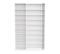 Demeyere Bibliothèque avec Colonne Coulissante sur roulettes, 44 x 117 x 179 cm, Nombreuses Etagères, en Bois Recomposé, Couleur Blanc Mat
