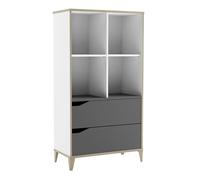 Demeyere Bibliothèque Genius : Meuble de Rangement Chambre Enfant - Etagère avec 2 Tiroirs et 4 Niches pour Le Rangement de Jouet & Livre
