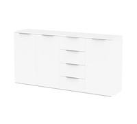 Demeyere Buffet Enfilade, 37 x 160 x 78 cm, 3 Portes et 4 Tiroirs, en Bois Recomposé Couleur Blanc, Meuble Rangement Essentiel Entrée, Cuisine ou Salle à Manger