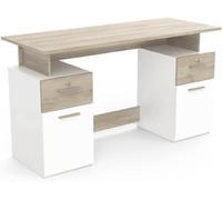Demeyere – Bureau Platon – 2 caissons – Blanc / Naturel – Naturel Clair