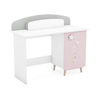 Demeyere Bureau Enfant Fille Rose Pâle avec Etoiles - Rangement Pratique - Peinture Non Toxique - Petit Bureau (113,2 cm) Parfait pour Une Chambre d’Enfant, Multicouleur