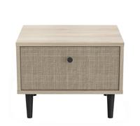 Demeyere Chevet - 1 Tiroir - Saigon - Fabriqué en France - Garantie 2 Ans- Impression Rotin et Noir - Style Contemporain- pour Chambre- L44,6 cm x l35,9 cm x H34,3 cm