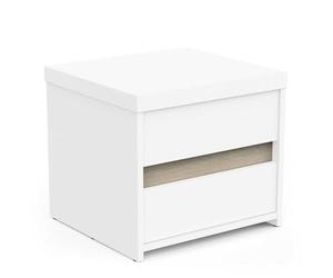Demeyere Chevet De Lit avec 2 Tiroirs en Bois Moderne - Idéal pour Les Petits Espaces - Coloris Blanc Mat - Chambre pour Adulte Clyde - 39,7 x 43,1 x 38,8 cm