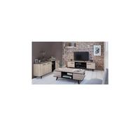 Demeyere Ensemble Meuble TV Table Basse Buffet Wayne - Mélaminé - Style scandinave - Chene brossé et Noir