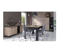 DEMEYERE Ensemble séjour Enfilade + Table haute + Vitrine - Décor chene brossé - WAYNE Beige G