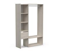Demeyere Kit Dressing Ouvert Extensible avec Penderie 4 Niches et 1 Tiroir en Bois - Coloris Chêne Topanga - 120 x 183 x 40 cm