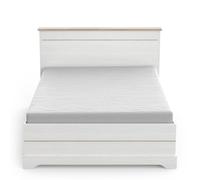 Demeyere Lit 140x190 Extensible Lit 140x200 Moderne 2 Tiroirs - Coloris Blanc & Chêne - 153,4 x 214,7 x 102,2 cm