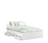 Demeyere Lit adulte MICHIGAN - 140 x 190 cm - Multiples rangements - Blanc