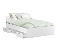 Demeyere Lit adulte MICHIGAN - 160 x 200 cm - Multiples rangements - Blanc