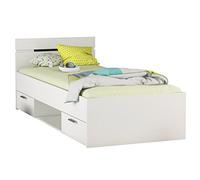 Demeyere Lit Simple Pour Enfants Michigan 90 X 200 cm 2 Tiroirs / 1 Niche - Coloris Blanc - Fabriqué en France - Modulable & Fonctionnel