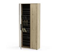 Demeyere Meuble à Chaussure Décor Bois de Chêne avec Grand Miroir - Peut Contenir Jusqu’à 17 Paires de Chaussures - Double Espace Rangement Chaussure et Etagères - Made in France
