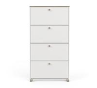 Demeyere Meuble à Chaussures 4 Abattants- Décor Chêne Kronberg et Blanc - Style Contemporain- pour Entrée- L80,8 x P17,8 x H154,2 cm