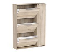 Demeyere Meuble Chaussure 26x91x123 cm, 3 Abattants et 1 Porte avec 3 Etagères, Bois Recomposé Couleur Chêne Kronberg, Accueille Au Moins 9 à 15 Paires de Chaussures