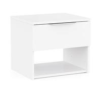 Demeyere Table de Chevet en Bois Recomposé Blanche avec Tiroir et Niche, Format Compact et Léger 44 x 38 x 37 cm, 8kg, Petite Table de Nuit Idéale pour Chambre Epurée et Moderne