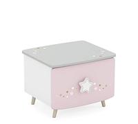 Demeyere Table de Nuit Enfant Rose Pâle avec Poignée Etoile à Paillettes - Peinture Non Toxique - Petite Table de Chevet (34 cm de Haut) Qui s’Intègre à Notre Collection Meubles de Chambre d’Enfant