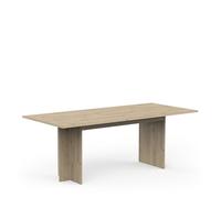 Demeyere Table Extensible 4 à 8 Personnes pour Cuisine et Salle à Manger, de 165x90 cm à 200x90cm, Rallonge Coulissante Intégrée, Couleur Bois Chêne Royal, Pied Central au Desing Contemporain