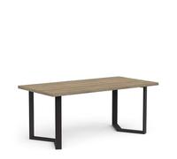 Demeyere Table Salle A Manger Industrielle 12/14 Personnes en Bois - Coloris Chêne Halifax & Noir Mat - 200 x 75 x 90 cm