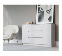 Demi 2D3S Commode, Couleur: Blanc, Dimensions: L: 120cm, P 39 cm, H: 78 cm, avec deux portes et trois tiroirs