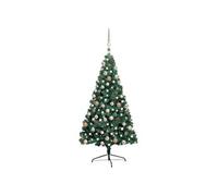 vidaXL Demi-arbre de Noël Artificiel Pré-éclairé et Boules, Sapin de Noël avec LED, Décoration de Vacances, Ornement de Fête Intérieur Extérieur, Vert 240 cm 3077567 Vert G