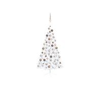 vidaXL Demi-arbre de Noël artificiel pré-éclairé LED PVC/acier boules Blanc intérieur