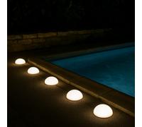 Lumisky Demi boules solaires à piquer HALF MOON LED blanc Ø15 cm balisage allée 5 pièces