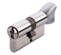Demi-cylindre varié en laiton nickelé type HDI+ - 5 goupilles - 3 clés - 40X10mm - double à bouton VACHETTE