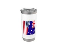 Demi-drapeau Amérique Australie USA Racines australiennes américaines Gobelet isotherme en acier inoxydable double paroi