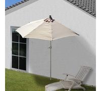 Demi-Parasol Aluminium Parla Pour Balcon Ou Terrasse, Ip 50+, 300cm Crème Sans Pied Gris