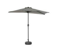 Demi-parasol de balcon Ø250cm - CALVI - droit. mât central en aluminium avec manivelle d’ouverture. toile kaki